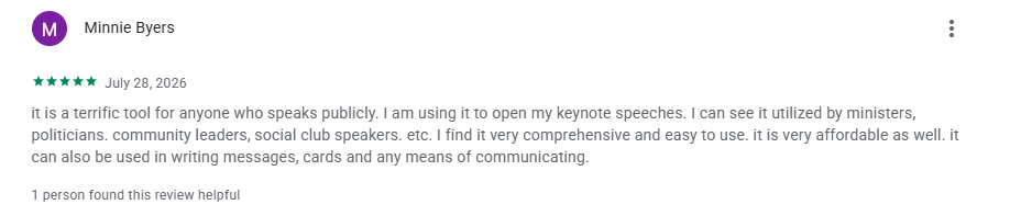 Google Play review from Minnie Byers